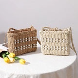 Square Straw Woven Bag Female Mori Straw Woven Bag Seaside Holiday Rattan Bag