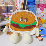 Student Cartoon Shoulder Messenger Bag Hamburger Large Capacity Canvas Bag