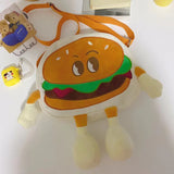 Student Cartoon Shoulder Messenger Bag Hamburger Large Capacity Canvas Bag