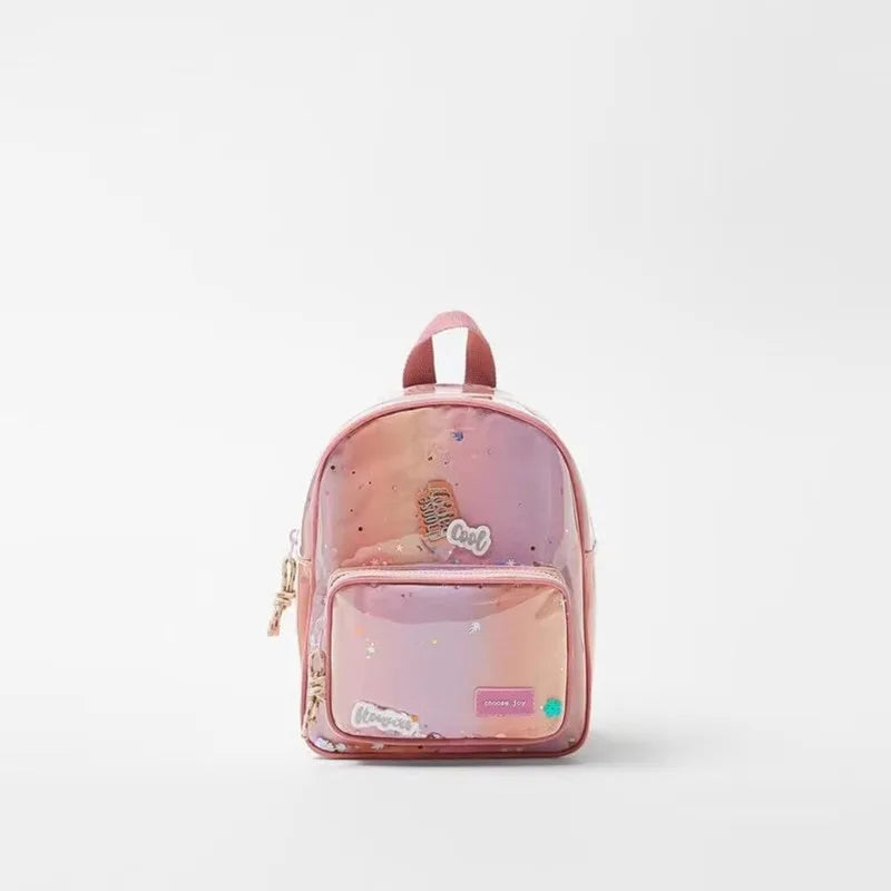 Pink Glitter Backpack for Girls with Decoration