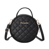 Rhombic Lattice Mini Round Bag with Hard Handle
