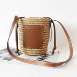 Round Straw Tote Raffia Crossbody Bag Handbags Beach Bag for Women