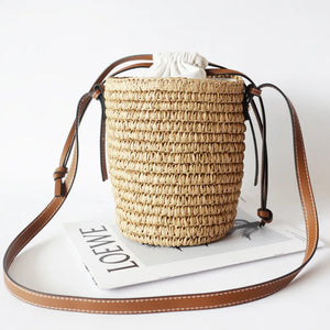Round Straw Tote Raffia Crossbody Bag Handbags Beach Bag for Women