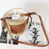 Round Straw Tote Raffia Crossbody Bag Handbags Beach Bag for Women