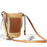 Round Straw Tote Raffia Crossbody Bag Handbags Beach Bag for Women