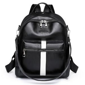 Women's High PU Leather Backpack - Large Capacity School Bag