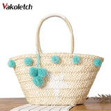 Women Star Woven Beach Handbag Tote Straw Bag