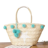 Women Star Woven Beach Handbag Tote Straw Bag
