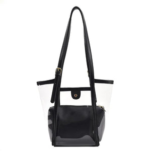 Summer PVC Transparent Bucket Bag for Women Large Capacity Handbag