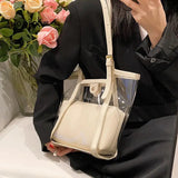 Summer PVC Transparent Bucket Bag for Women Large Capacity Handbag