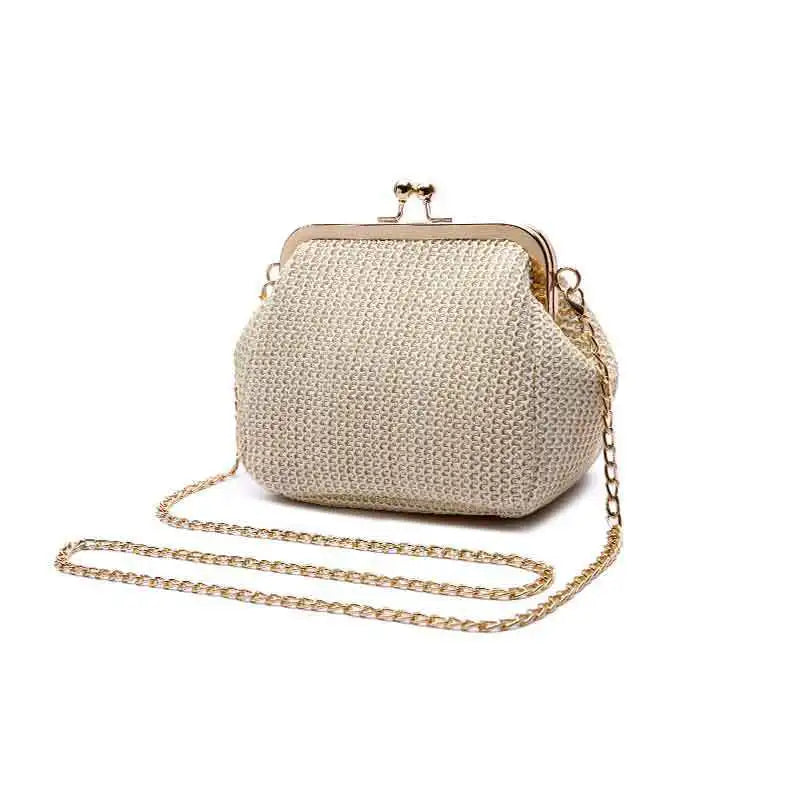 Summer Round Straw Shoulder Bag for Women