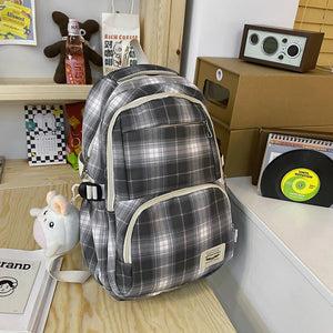 Summer Plaid Woman Backpack Schoolbag For Girls
