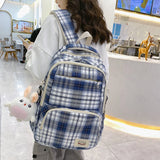 Summer Plaid Woman Backpack Schoolbag For Girls