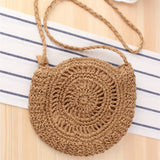 Summer Round Straw Bag Beach Wind Bow Crossbody Woven Bag Crochet Female Bag