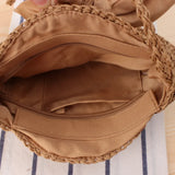 Summer Round Straw Bag Beach Wind Bow Crossbody Woven Bag Crochet Female Bag