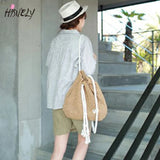Summer Straw Bag Women Backpack Rucksack Weaved for Girls Mochila Backpack