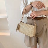 Summer Straw Beach Shoulder Bag Handbag Lady Underarm Bag