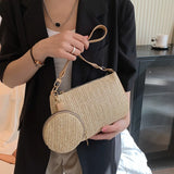 Summer Straw Beach Shoulder Bag Handbag Lady Underarm Bag