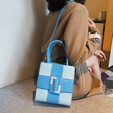 Summer Sweet Girl Series Checkerboard Contrast Handbag Soft PU Crossbody Pink Ba