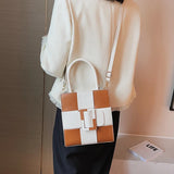 Summer Sweet Girl Series Checkerboard Contrast Handbag Soft PU Crossbody Pink Ba