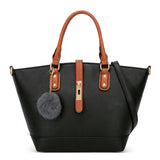 Summer Trapeze Top-Handle Bag with Hairball PU Leather Shoulder Bag