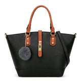 Summer Trapeze Top-Handle Bag with Hairball PU Leather Shoulder Bag