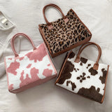 Leopard Print PU Leather Handbag Winter Small Women Handbags