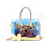 Platinum Laser HandBag Shoulder Messenger Lock Chain Small Bags