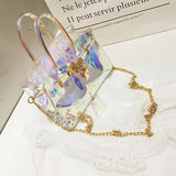 Platinum Laser HandBag Shoulder Messenger Lock Chain Small Bags