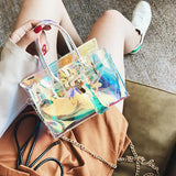 Platinum Laser HandBag Shoulder Messenger Lock Chain Small Bags