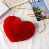 Plush Women's Peach Heart Love Shoulder Bag