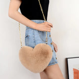 Plush Women's Peach Heart Love Shoulder Bag