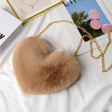 Plush Women's Peach Heart Love Shoulder Bag