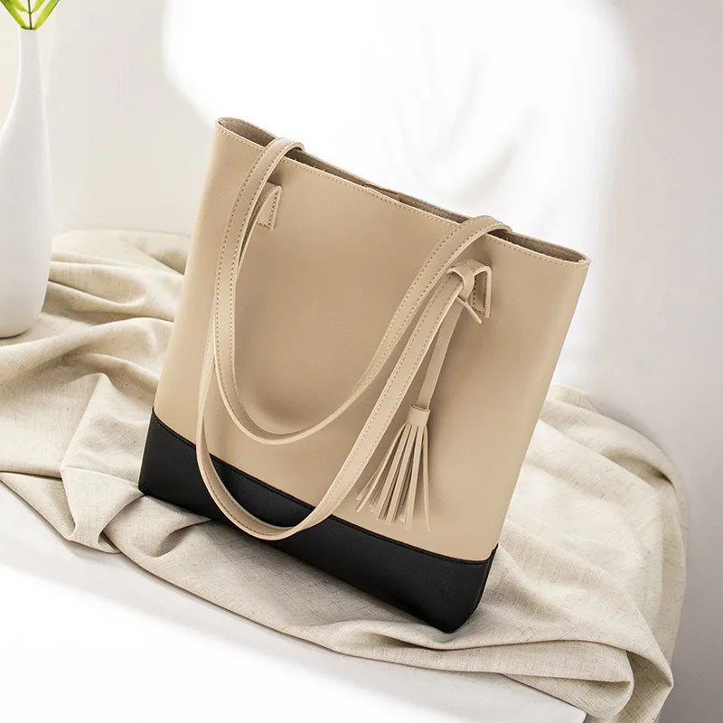 Women's High PU Leather Handbag Shopping Shoulder Bag