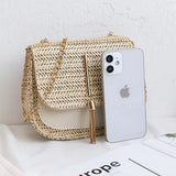 Summer Straw Shoulder Bag Beach Messenger Drawstring Small Handbag