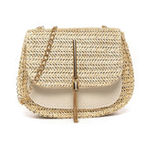 Summer Straw Shoulder Bag Beach Messenger Drawstring Small Handbag