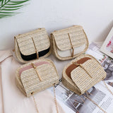 Summer Straw Shoulder Bag Beach Messenger Drawstring Small Handbag