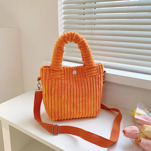 Women's Corduroy Bucket Shoulder Bag