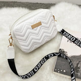 Wave Embroidered Camera Bag Small Square Bag Wide Shoulder Strap