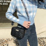 Wave Embroidered Camera Bag Small Square Bag Wide Shoulder Strap