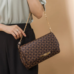 Leather Clutch Bag w/ Shoulder Strap & Top Handle