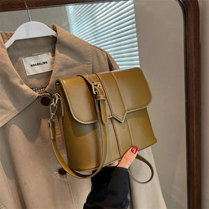 Retro Messenger Bag for Women, Shoulder Bag with Buckle, Crossbody Purse