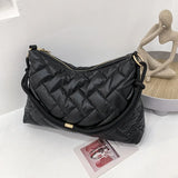 Plaid Women Shoulder Bag Nylon Down Cotton Ladies Handbags Casual Underarm Bags