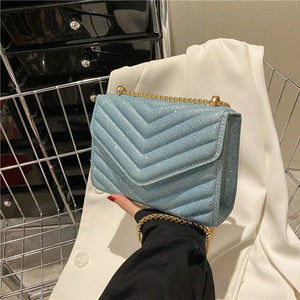 Women Shoulder Bag Handbags Striped Chain Strap Crossbody Bags
