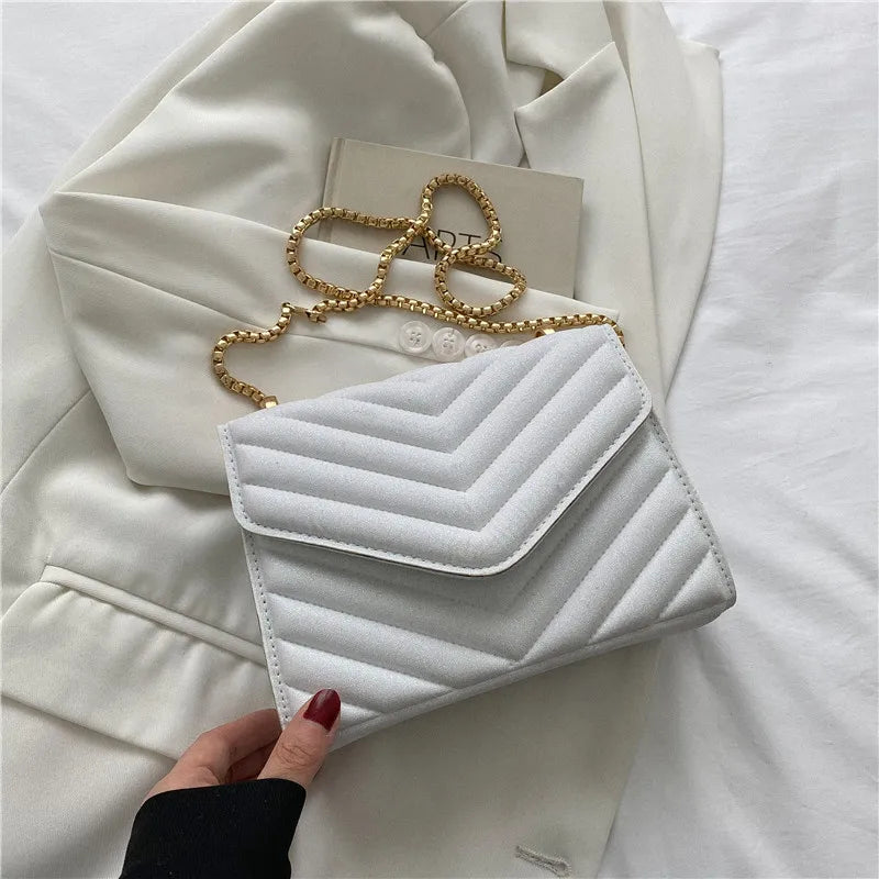 Women Shoulder Bag Handbags Striped Chain Strap Crossbody Bags