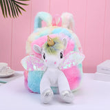 Unicorn School Backpack for Kids Plush Bookbag 1-6 Years
