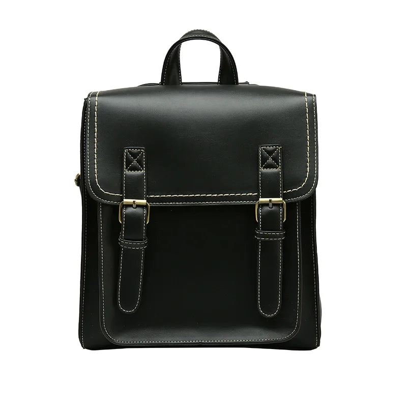 Vintage PU Leather Backpack for Women Girls School Bag