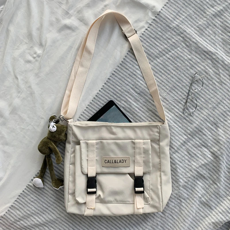Vintage Crossbody Bag Waterproof Schoolbag with Pockets Anti-Theft
