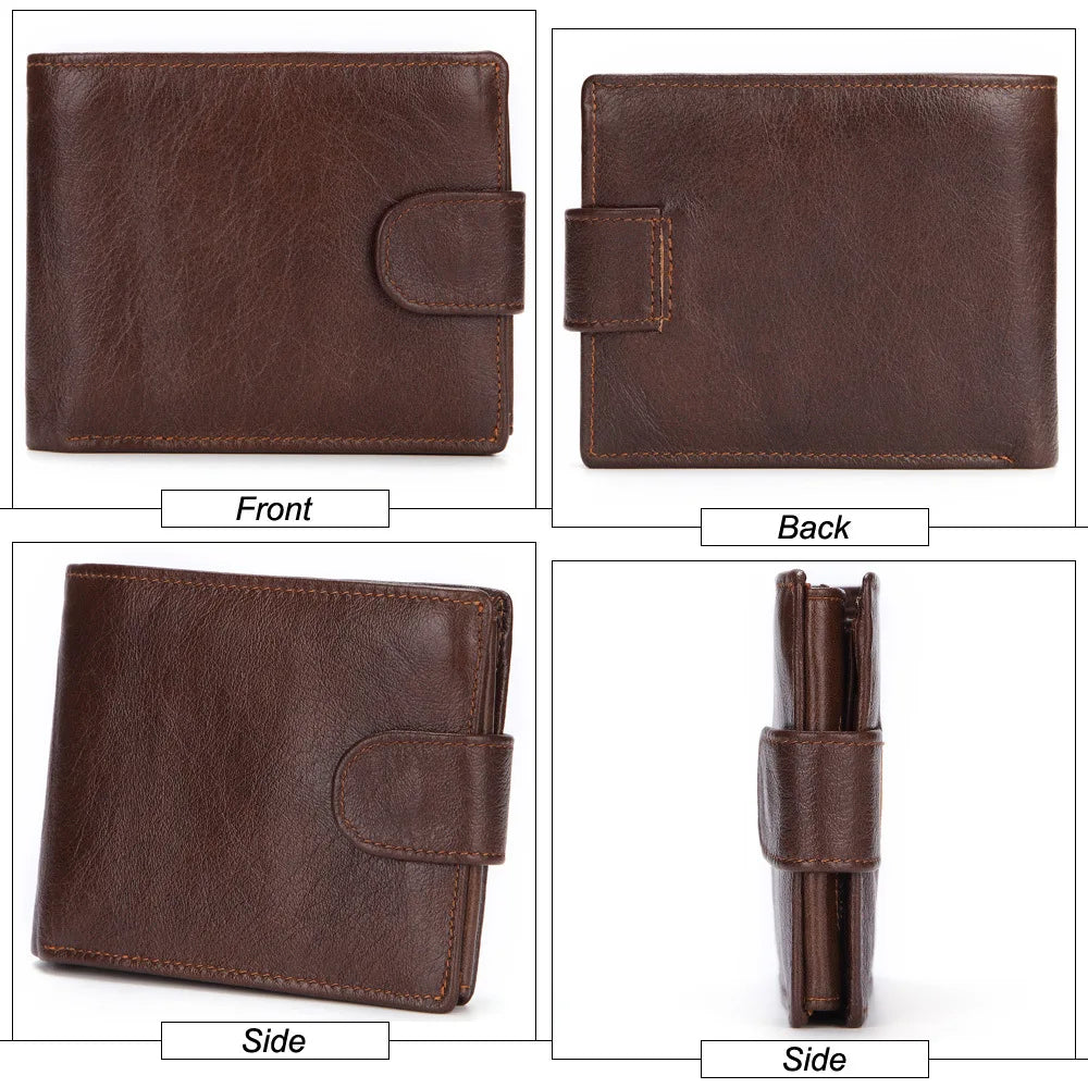 Vintage Cow Leather Men's Short Wallet Cash Purses Clutch