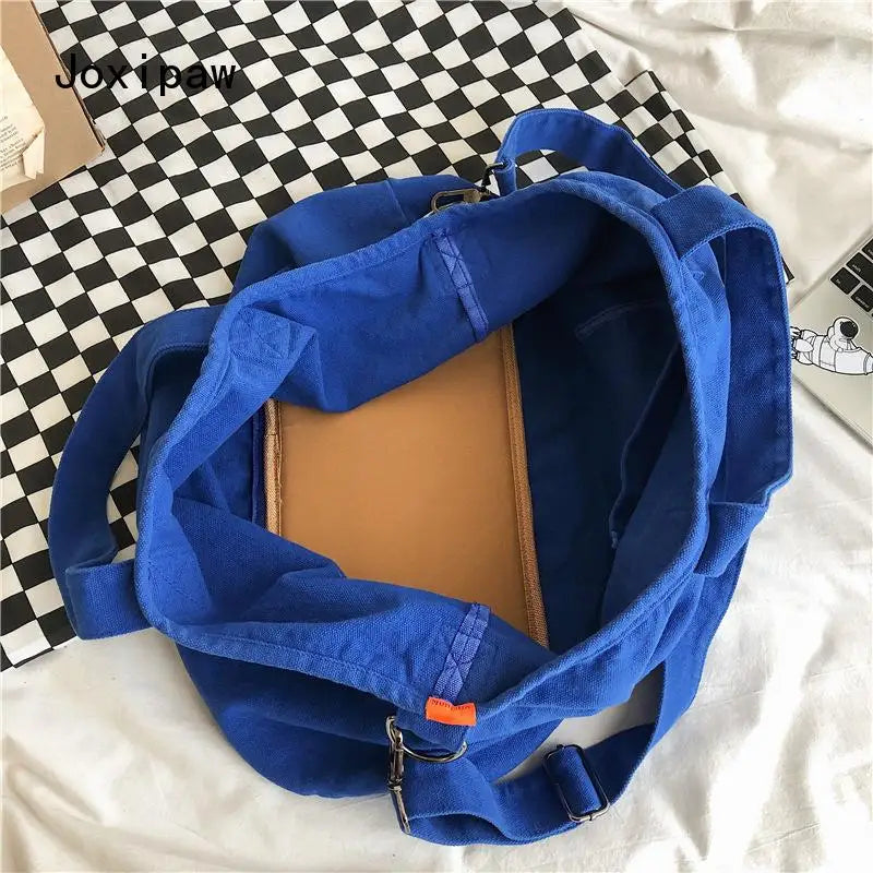 Vintage Canvas Crossbody Bag for Women Solid Large Capacity Casual Shoulder Bag